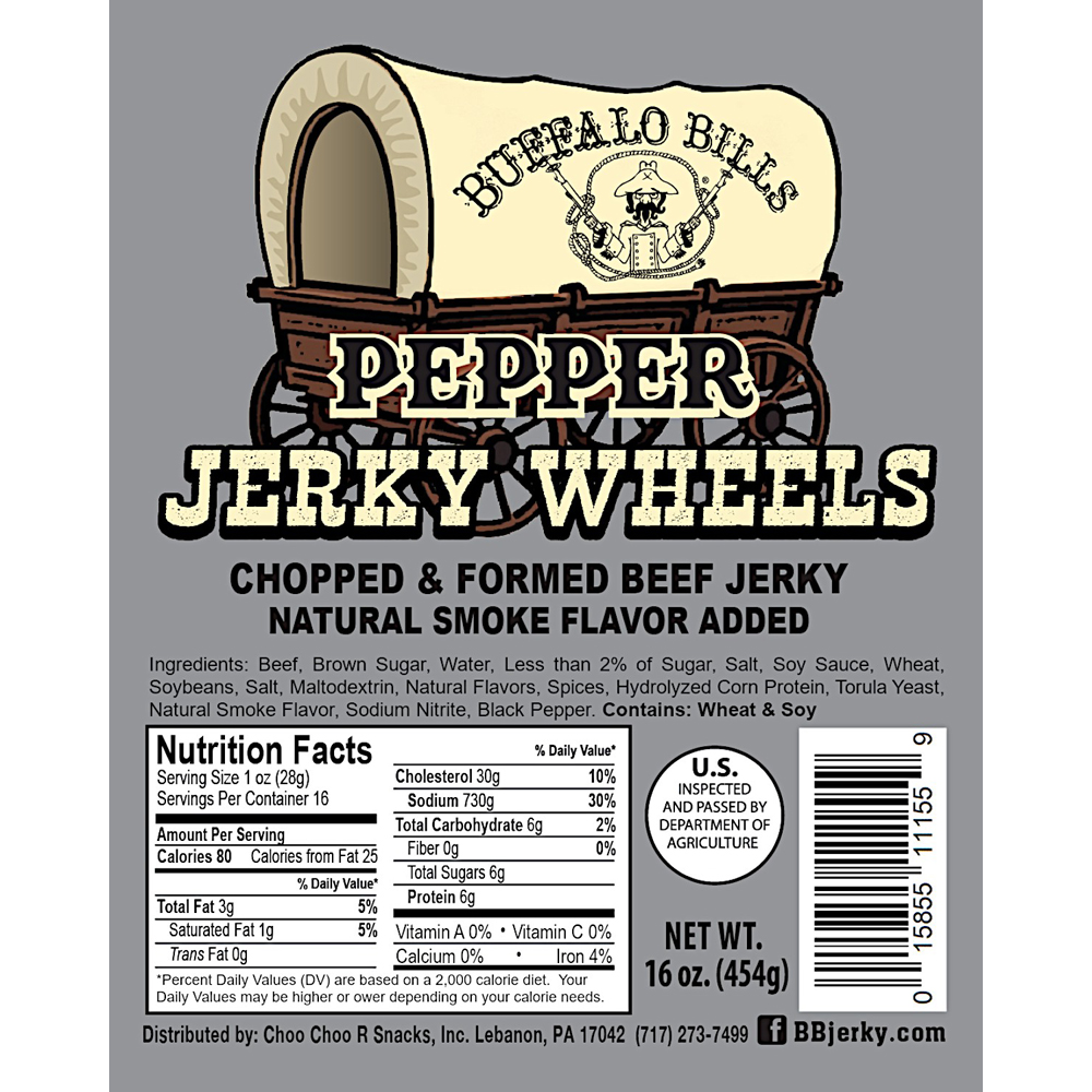 Buffalo Bills Pepper Beef Jerky Wheels (Circles) - Two 16oz Packs