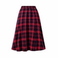 thumbnail image 5 of DYTTDG Women's Classic Plaid High-Waist A-Line Midi Skirt | Elastic Waist Mid-Calf Flared Skirt, Casual Spring-Fall Outer Bottom for Daily & Vacation Occasions, 5 of 8