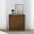 thumbnail image 2 of DUOSONG Mid Century Sideboard With 2 Sliding Door & Solid Wood Decorative Strips, Storage Cabinet For Living Room, Kitchen, Dining, Entryway, Hallway Walnut MDF Primary Living Space Cabinets, 2 of 10