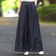 thumbnail image 5 of Delayuji Women's Linen Pant Embroidered Summer Loose Elastic Waist Casual Baggy Pants Wide Leg Pants Plus Size M-4XL, 5 of 6