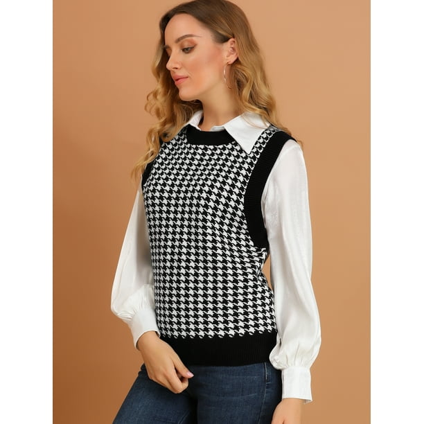 Suéter Tejido Sueter De Cuadros Blanco Y Negro Sueter De Cuadritos