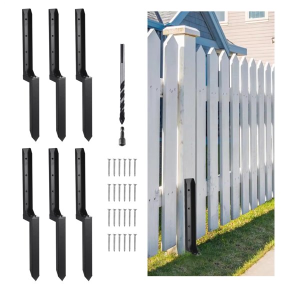 ZHAO Fence Post Stabilizer Heavy Duty Fence Fixing Kit 32 Inch Post Support Easy Fix Antirust Steel Stakes for Porch Garden Patio Yard elegantly