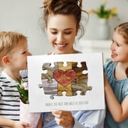 LSLJS Wooden Crafts Mother and Child Heart Puzzle Gift for Mom