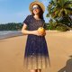 thumbnail image 4 of Balery Gold Black Glitter Vestidos sueltos de manga corta para mujer, vestidos de verano 2025, vestidos casuales de corte A con vuelo., 4 of 6