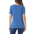 thumbnail image 3 of INSPIRE CHIC Women's Short Sleeve Button Decor Ruched Front Casual  Basic T-shirt XL Blue, 3 of 6