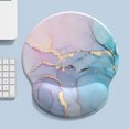thumbnail image 1 of PENGXIANG Stylish Marble Mouse Pad - Pink Blue Gradient  Ergonomic Rubber Design  Textured Round Wrist Rest, 1 of 5