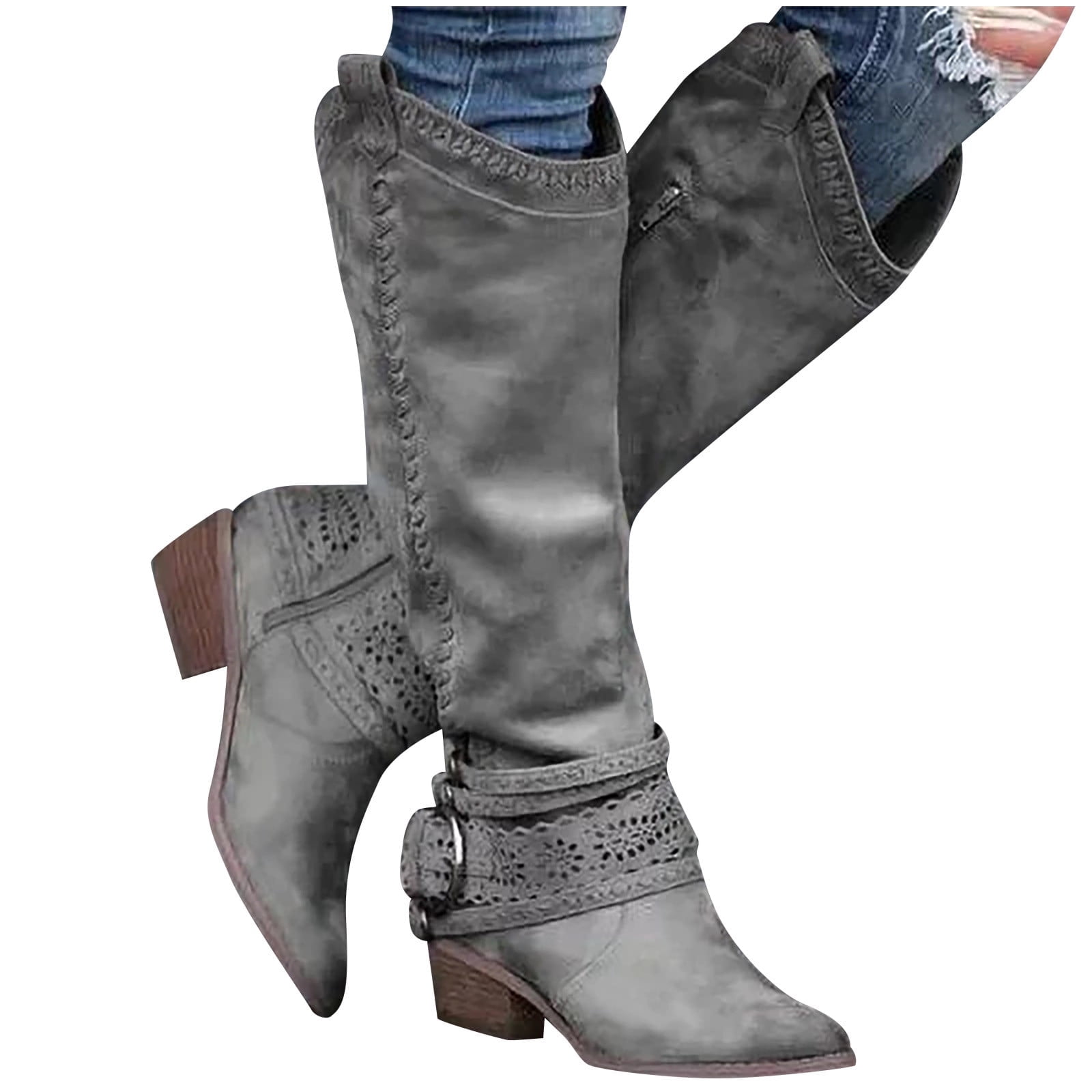 Summer Saving Clearance AXXD Middle Heels Shoes,Winter Winter Shoes For Women Christmas For Boots Snow Boots For Women Soft Over-the-Knee Couples Women Shoes For Clearence