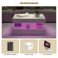 thumbnail image 5 of Modern White LED Coffee Table with Storage - 2-Tier Square Wooden Center Table for Living Room & Dining Reception, 5 of 7