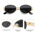 thumbnail image 5 of 2pcs Lentes De Sol Mujer Moda Marco Metálico Dorado Anteojos gafas de sol dama Eo Safe Imports Dorado, 5 of 5
