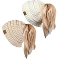 thumbnail image 1 of SURJDE Ponytail Messy Bun BeanieTail Women's Beanie Solid Ribbed Hat Cap, 1 of 7