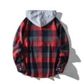 thumbnail image 4 of TMOYZQ Mens Flannel Hoodie Drawstring Hooded Plaid Shirts Long Sleeve Casual Button Down Shirts Lightweight Flannel Shirt Jackets, 4 of 9