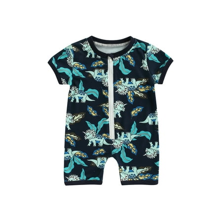

Bagilaanoe Newborn Baby Boys Casual Jumpsuit Short Sleeve Cartoon Print Romper Zip Up Overalls 6M 12M 18M 24M Infant Shorts Summer Outfits