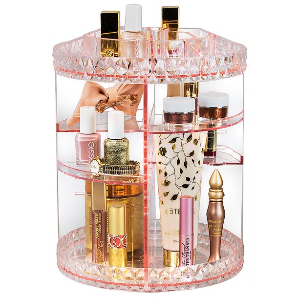 Mainstays Rotating Makeup Organizer, Pink