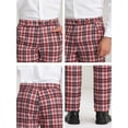 thumbnail image 6 of INSPIRE CHIC Men's Pants Plaid Flat Front Elastic Waist Button Pants 30 Burgundy, 6 of 7