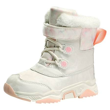 Kureaily Children Shoes Thick Sole Plus Velvet Thickening Snow Boots able Boys And Girls Outdoor Snow Boots Kids Booties for Girls Toddler Girl 11.5-12 Years