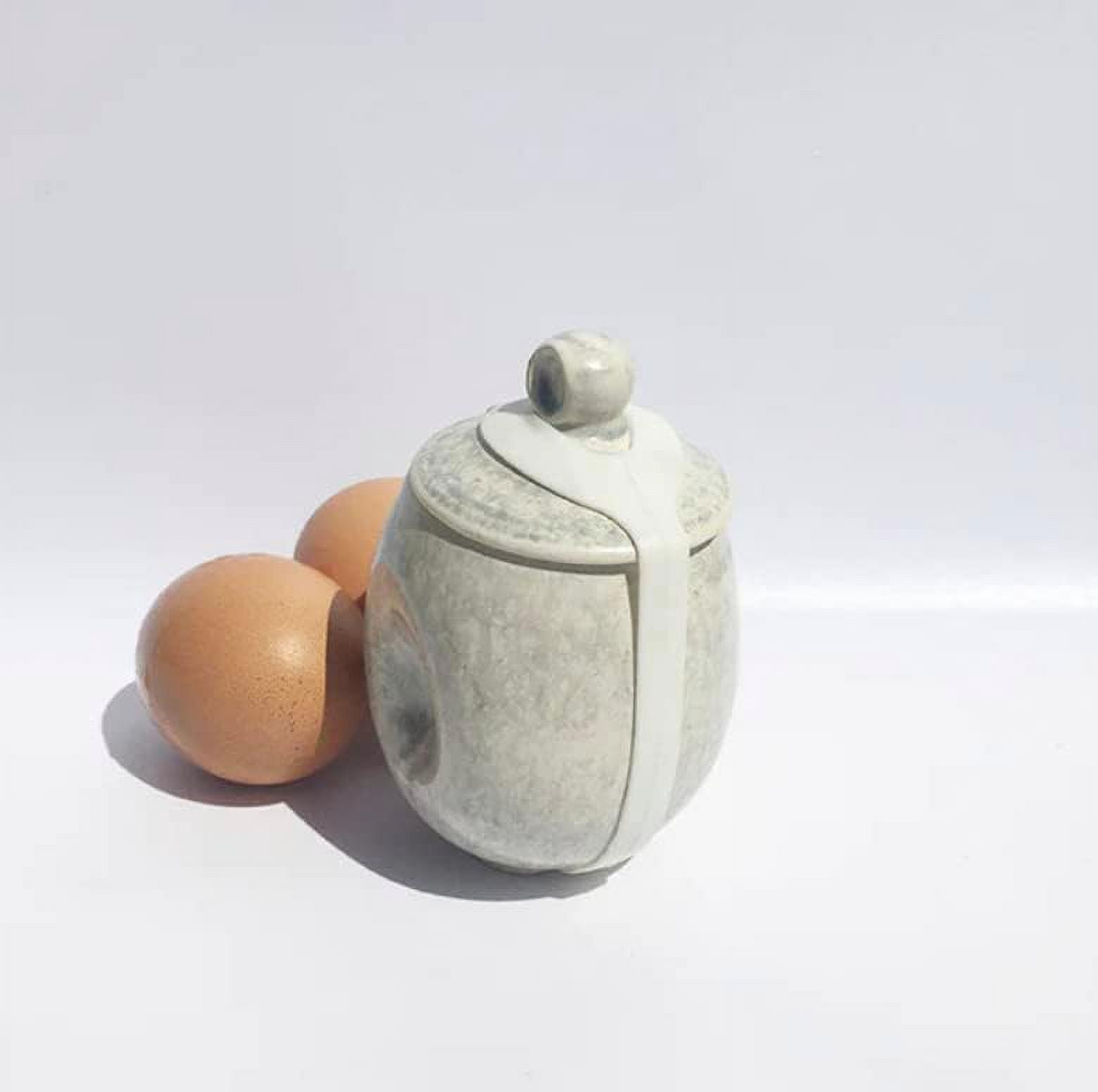 AggCoddler - Scandinavian Porcelain Egg Coddler with Simple Lid - Minimalist Design Egg Poacher Cooker for Quick and Easy Breakfast or Elegant Display - Lea Love Pearl/White