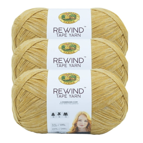Lion Brand Yarn Rewind Citronella Bulky Yarn Polyester, Viscose Yarn 3 Pack