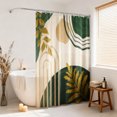 thumbnail image 4 of Inadays Shower Curtain Liner Mid Century Modern Navy Blue Boho Leaves Shower Heavy Duty Curtains Bathroom Decor Sets Waterproof with Hooks, 72x72in, 4 of 9