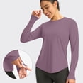 thumbnail image 5 of Dazajoo Womens Sun Protection Long Sleeve Tops Workout Running Hiking Athletic Gym Shirts Lightweight UPF50+ UV Rash Guard Tshirt Purple,S, 5 of 9