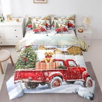 Manfei Cute Pet Dogs 7 Pieces Bedding Comforter Set,Merry Christmas Full Bedding Set,Xmas Gifts Fitted Sheet Flat Sheet For Child,Microfiber Bedroom Decor Reversible