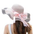 thumbnail image 1 of Sun Hat Color Block Bow Summer Korean Style Dome Hat Headwear, 1 of 10