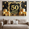 thumbnail image 7 of Elegant Gold Framed 50th Birthday Banner Backdrop with Star Elements Party Decoration Supplies for Birthday Party Photography Props Celebrations, 7 of 7