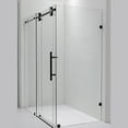 thumbnail image 2 of Vinnova Villena 68" W x 78" H Single Sliding Frameless Glass Shower Enclosure Black, 2 of 13