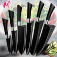 thumbnail image 5 of Akatsuki 8-inch Chef Knives Set Stainless Steel Slicing Kitchen Knives Black Nonstick Blade Coated with Sheath Slicing Tool for Meat,Fruits and Vegetables, 5 of 8