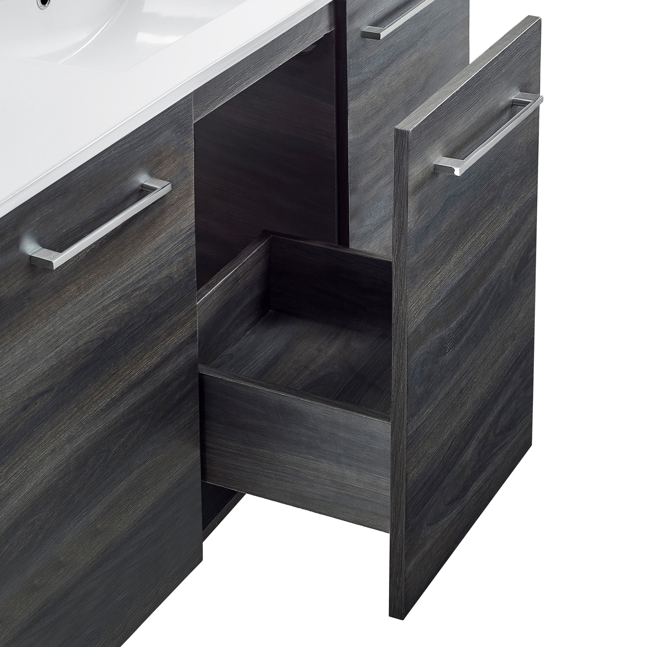 Annecy 48 in. Black Walnut, Double Basin Bathroom Vanity With White Ceramic Sink Top
