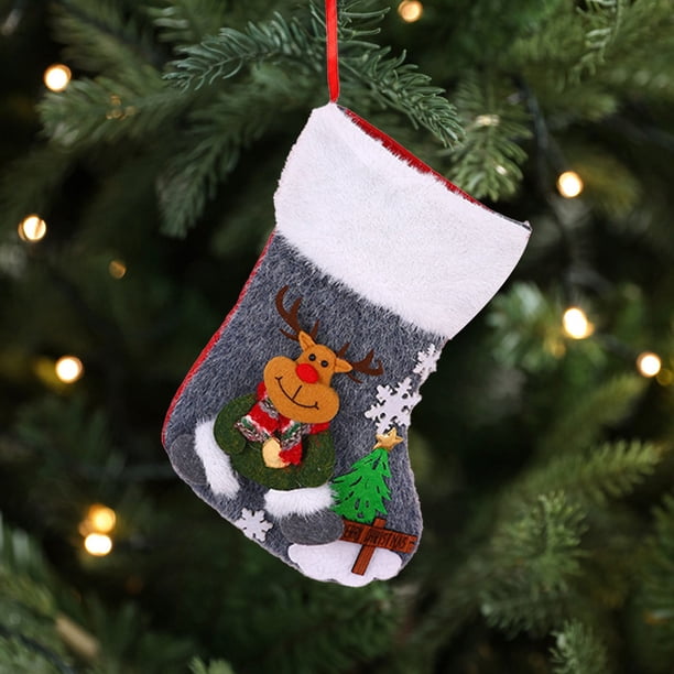 1 Pieza de Material de Poliéster Dibujos Animados Calcetines Navideños Bolsas de Regalo Navideñas Árbol de Navidad/Chimenea/Ventana/Escalera Colgantes Decorativos