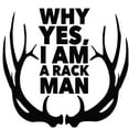 thumbnail image 1 of Why Yes I Am A Rack Man Decal Sticker | Black Vinyl Decal Sticker | 5.5-Inches Wide, 1 of 1