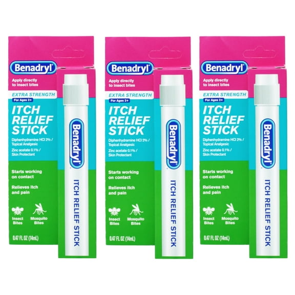 3 Pack - Benadryl Itch Relief Stick 0.47 oz (14 ml) Each