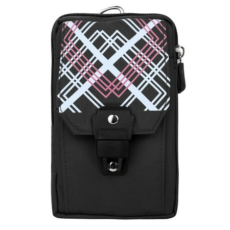 Travel Friendly Nylon Zippered Pouch with Clip for Phones Money and Cameras
