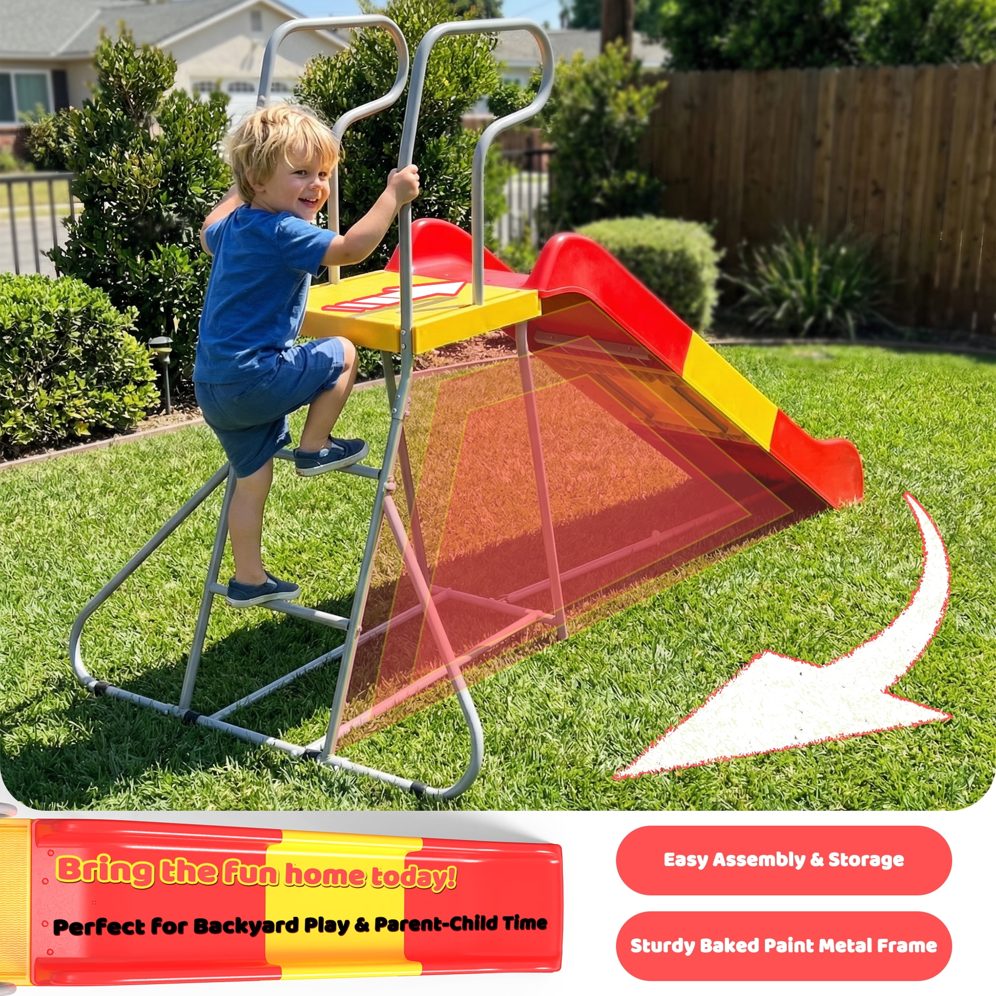 2-in-1 Kids Climber and Slide, 76.4" Smooth Slide Track with Anti-Slip Steps, Sturdy Structure for Indoor Outdoor Backyard Play, Suitable for Ages 3-8
