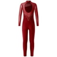thumbnail image 2 of Aiihoo Kids Girls Dance Bodysuit Gymnastics Leotard Rhinestones Skating Jumpsuit Long Sleeve Dance Unitard Burgundy 16, 2 of 7