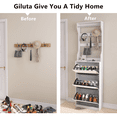thumbnail image 6 of Tall Mirror Shoe Cabinet with 3 Flip Drawers, 5 Hooks & Rod Hanger, Narrow Shoe Storage Cabinet with Top Cubby, Shoe Rack Organizer for Entryway, 6 of 14