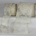 thumbnail image 2 of The Ribbon People Ivory and Gold Poinsettia Sheer Metallic Christmas Wired Craft Ribbon 3" x 20, 2 of 2