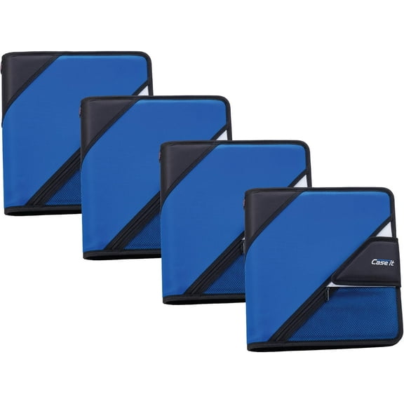 Case-it The Open Tab Velcro Opening Binder - 2 Inch O-Rings - 5 Color Tab Expanding File Folder - Multiple Pockets - 400 Sheet Capacity - Blue S-826-A