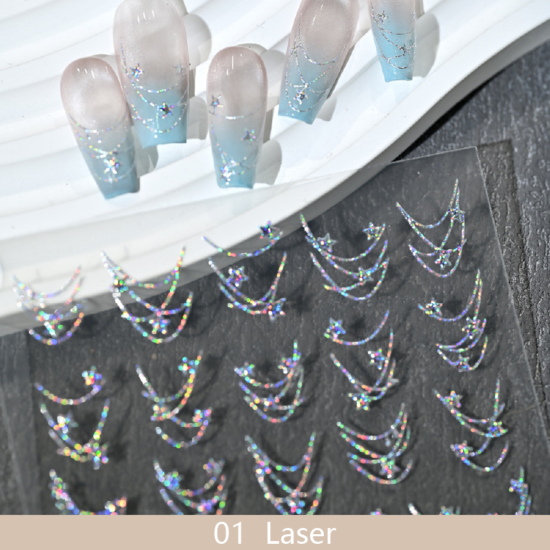 Mwoot Nagelfolie Transfer Aufkleber – 10 Rollen, Rose Gold Sternenhimmel, DIY Nail Art, Holographisch & Glänzend