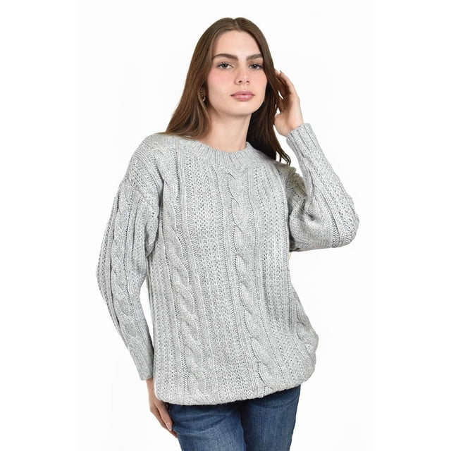 Sueter tejido con brillo Roman Fashion /Juvenil, 0712 (Gris) gris 2X