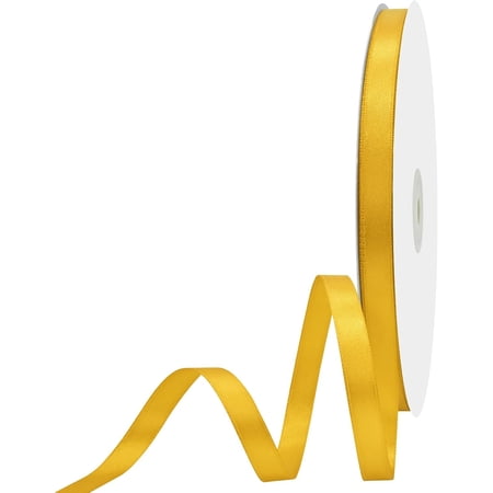 3/8 inch Wide 100 Yards Double Face Yellow Satin Ribbon Yellow Fabric Ribbon for Gift Wrapping Very Suitable for Weddings Decoration Bouquet Balloons Arts Craft Sewing Hair Bow Invitation