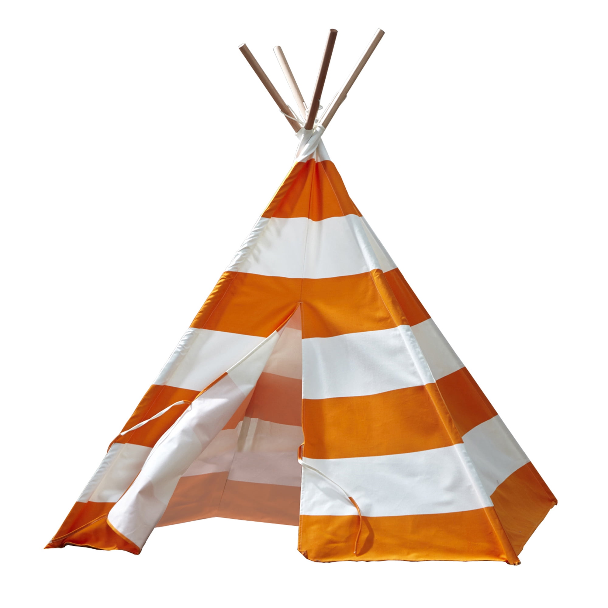 Contemporary Home Living 61.75  Orange and White Stripes Play Tent for Kids Children Teepee