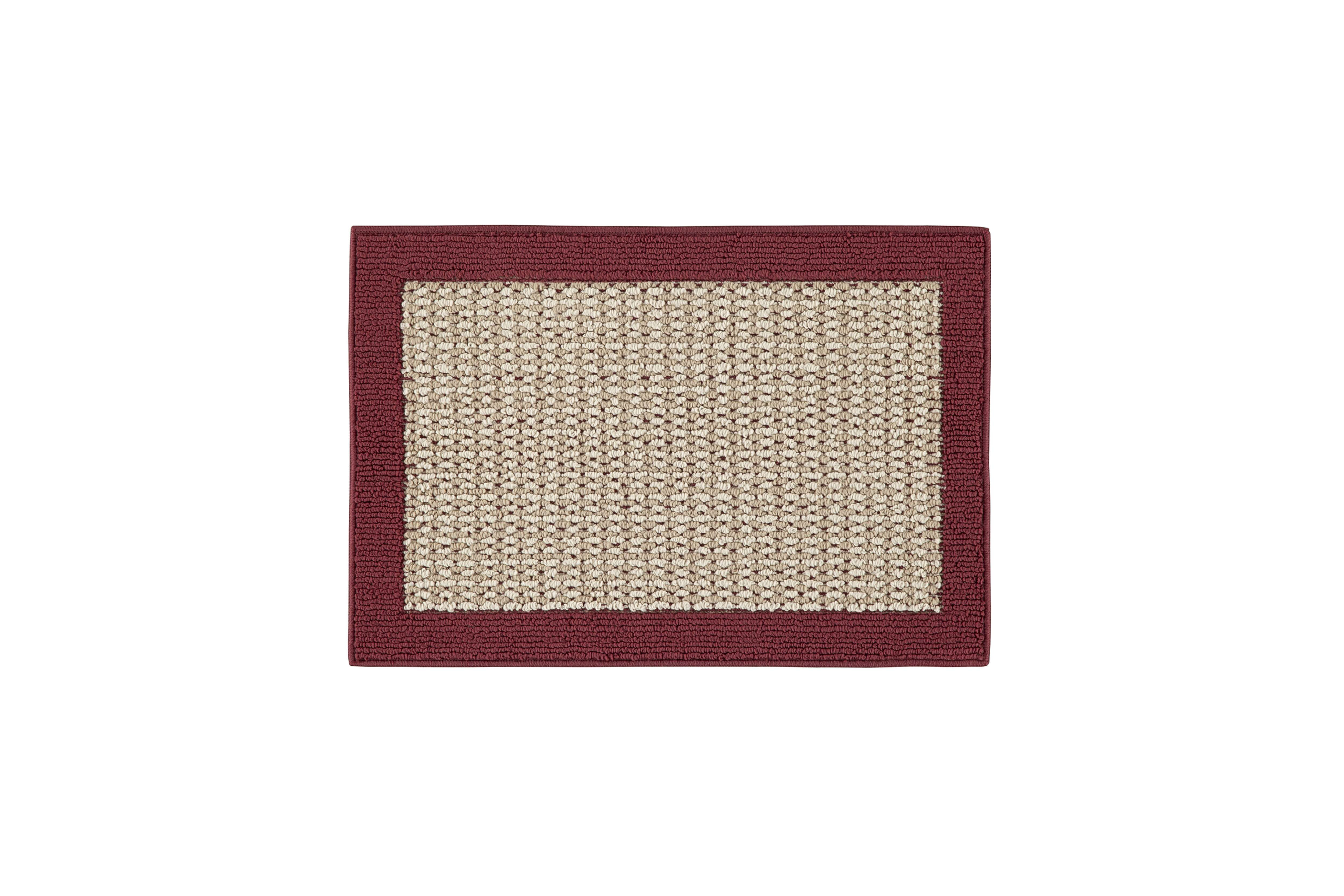 Mainstays Farmhouse Faux Sisal Red Border Indoor Area Rug Set, 3 Piece