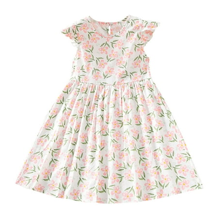 

Fall and Winter Savings Clearance 2024! Antqov Toddler Girl s Dresses Princess Dresses for Girls Girls Short Sleeve Ruffled Pockets Round-Neck Printed Dress Dress Sweet Tank Top White 5 Years