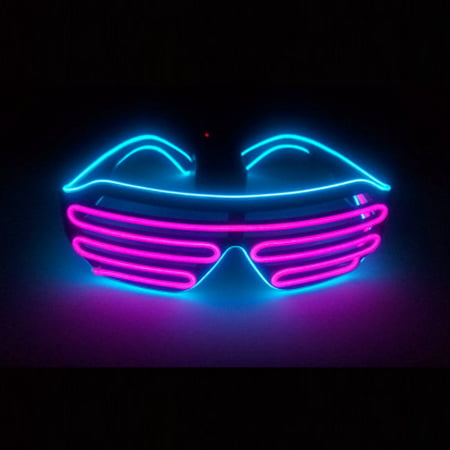 Meigar LED Glasses ,EL Glasses El Wire Fashion Neon LED Light Up Shutter Shaped Glow Sun Glasses Rave Costume Party DJ Bright SunGlasses