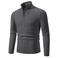thumbnail image 2 of Feancey Mens Slim Fit Quarter Zip Sweater Winter Casual Mock Neck Knit Pullover Soft Long Sleeve Knitted Sweaters Stretch Skinny Jumper Tops Dark Gray L, 2 of 9