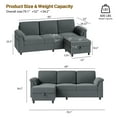 thumbnail image 5 of Walsunny 79" Convertible Sectional Sofa Couch With Ottoman,Linen Fabric L Shaped Sofa with Removable Pillows Dark Gray, 5 of 8