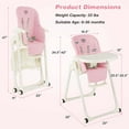 thumbnail image 2 of Babyjoy Chaise Haute pour Bébé 4-en-1 Pliable, Hauteur Réglable, Chaise d'Alimentation avec Roues, Rose, 2 of 6
