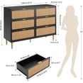 thumbnail image 2 of Bingirl Commode à 6 Tiroirs en Rotin Noir avec Poignées en Métal et Compartiments de Rangement pour Chambre et Salon, 2 of 9