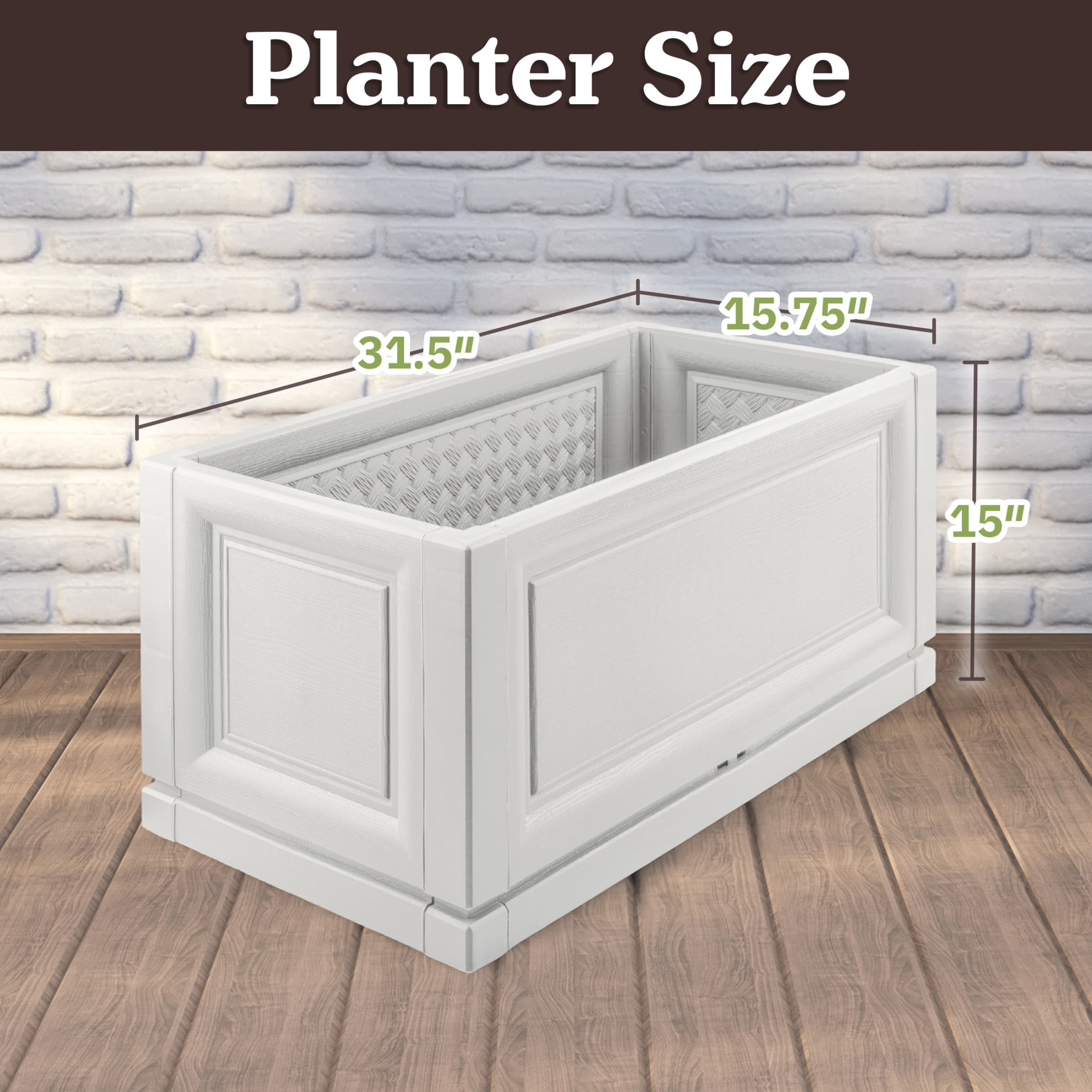 Pure Garden Large Planters for Outdoor Plants 2-Pack - 31.5in Rectangular Long Pots for Plants, White